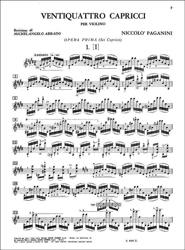 Ventiquattro Capricci Per Violino Solo - pro housle